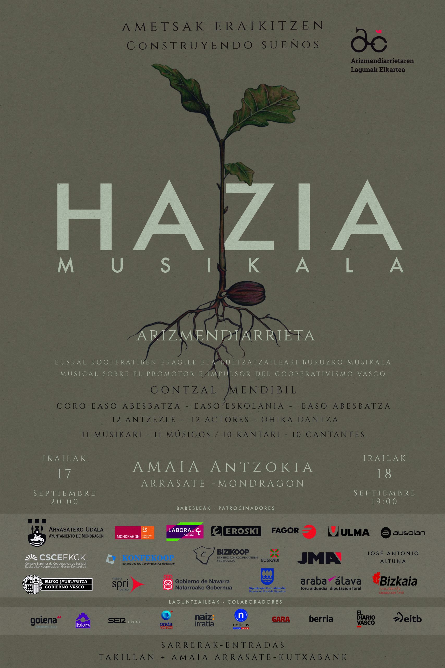 Irailaren 17an HAZIA musikala estreinatuko da Arrasateko Amaia Antzokian
